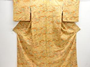 家屋に花鳥模様小紋着物